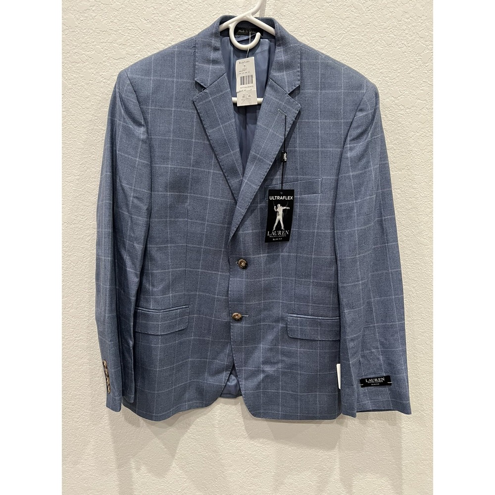 New Ralph Lauren Men's Slim Fit UltraFlex Stretch Suit Jacket 40 SHORT Silk Wool